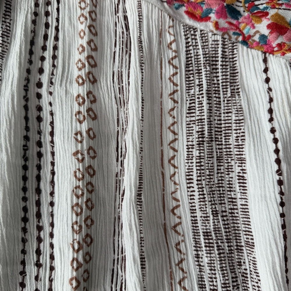Savanna Jane Embroidered Boho Artisan Print Tassel Tunic Top M Hippie Festival - Picture 4 of 6